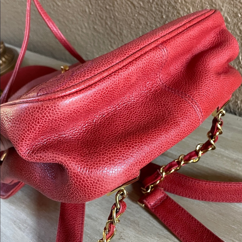CHANEL  Authentic Red Vintage Backpack Triple CC Purse . Gold Plated Hardware - Picture 8 of 14